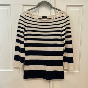Escada Cashmere Stripe Sweater Navy/Off-White Size XS